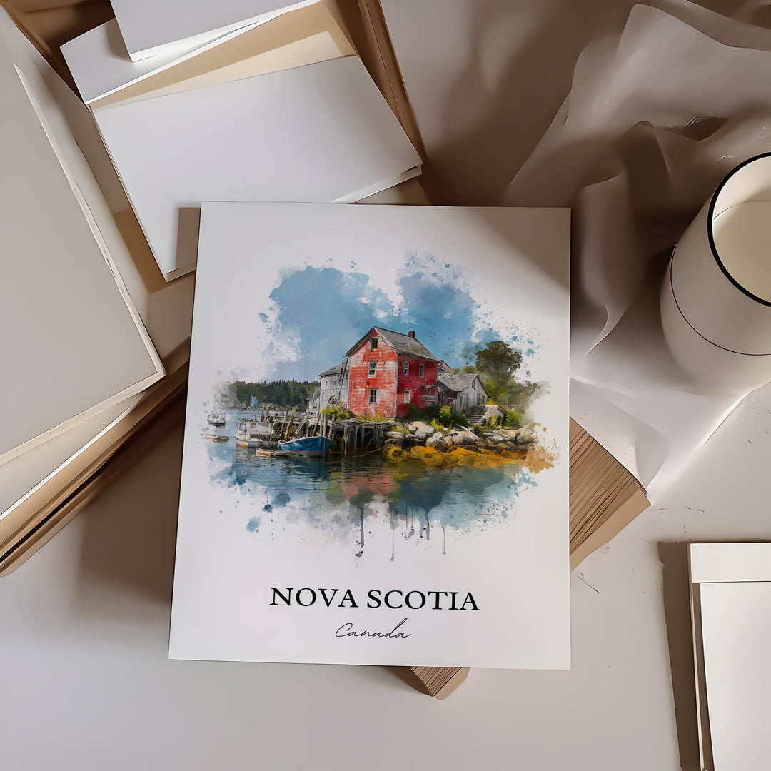 Nova Scotia Wall Art, Nova Scotia Print, Nova Scotia Watercolor Art, Canada Gift, Canada Travel Print, Travel Poster, Housewarming Gift