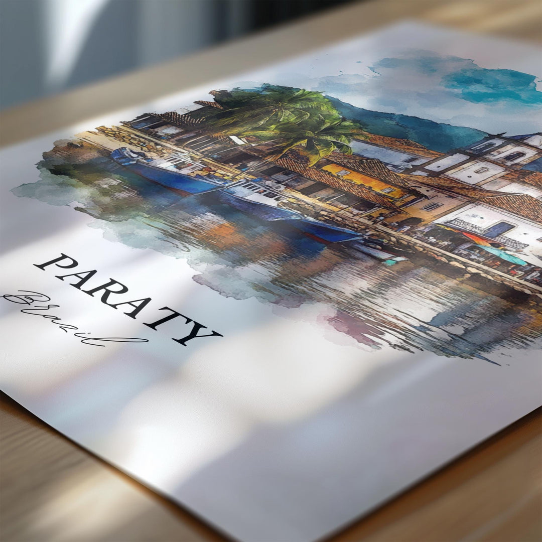 Paraty Brazil Wall Art, Costa Verde Brazil Print, Brazil Watercolor Art, Paraty Brazil Gift, Travel Print, Travel Poster, Housewarming Gift