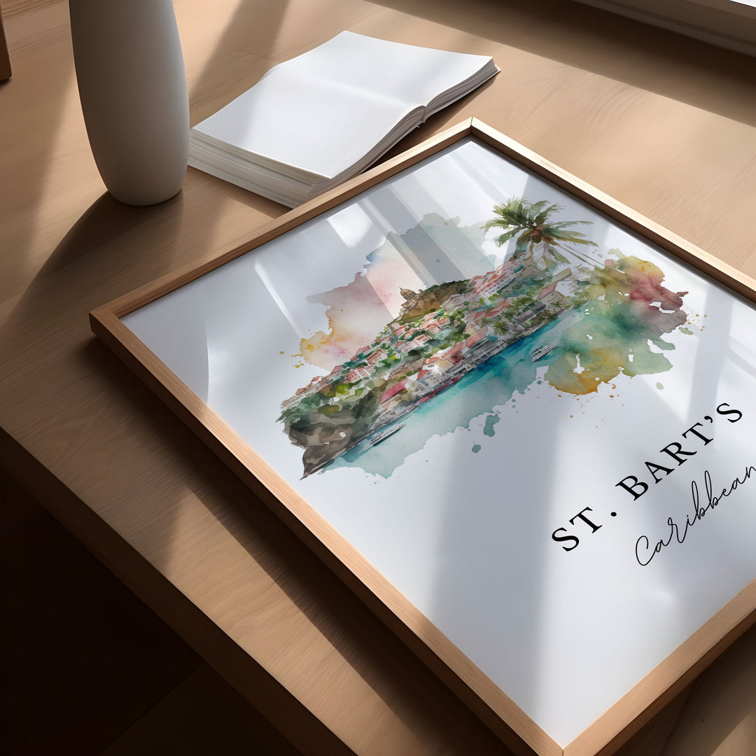 St. Bart's Caribbean wall art - Caribbean, St Barts poster, Saint Barts Wedding gift, Birthday present, Custom Text, Personalised Gift