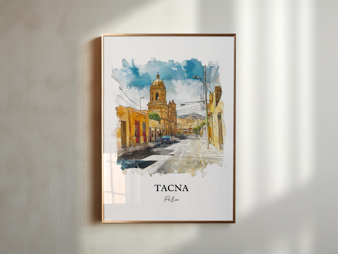 Tacna Peru Wall Art, San Pedro de Tacna Print, Peru Watercolor Art, Tacna Gift, Travel Print, Travel Poster, Housewarming Gift