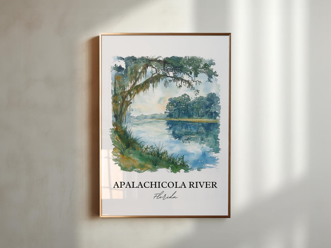 Apalachicola River Wall Art, Apalachicola Print, Florida Watercolor, Apalachicola River Gift, Travel Print, Travel Poster, Housewarming Gift
