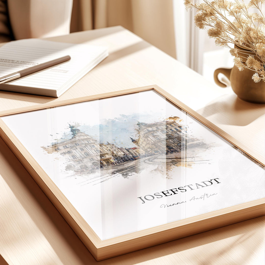 Josefstadt Wall Art, Vienna Print, Vienna Watercolor Art, Vienna Austria Gift, Josefstadt Travel Print, Travel Poster, Housewarming Gift