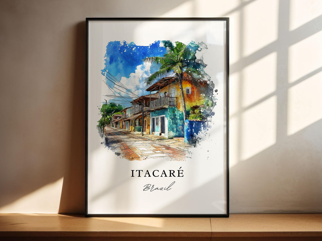 Itacaré Brazil Wall Art, Bahian Coast Print, Itacaré Watercolor Art, Bahia Brazil Gift,