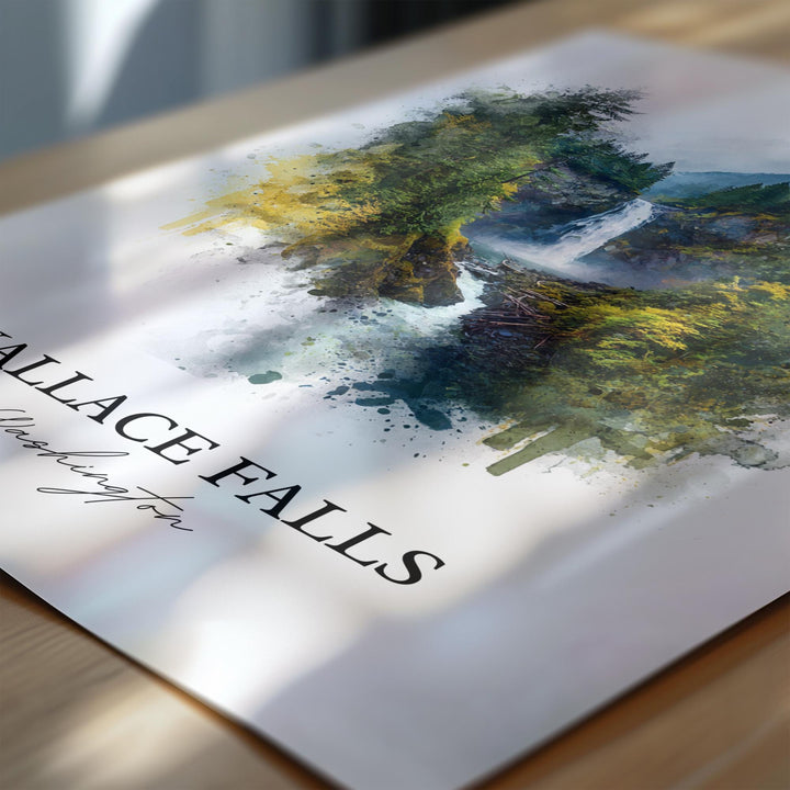 Wallace Falls Wall Art, Wallace Falls Print, Washington St Watercolor, Wallace Falls Gift, Travel Print, Travel Poster, Housewarming Gift