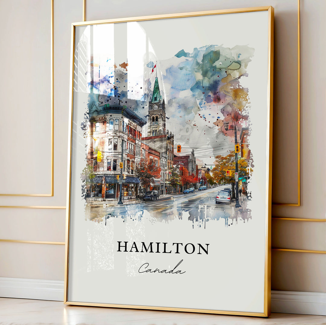 Hamilton Ontario Art, Hamilton Canada Print, Lake Ontario Watercolor, Hamilton Ontario Gift,