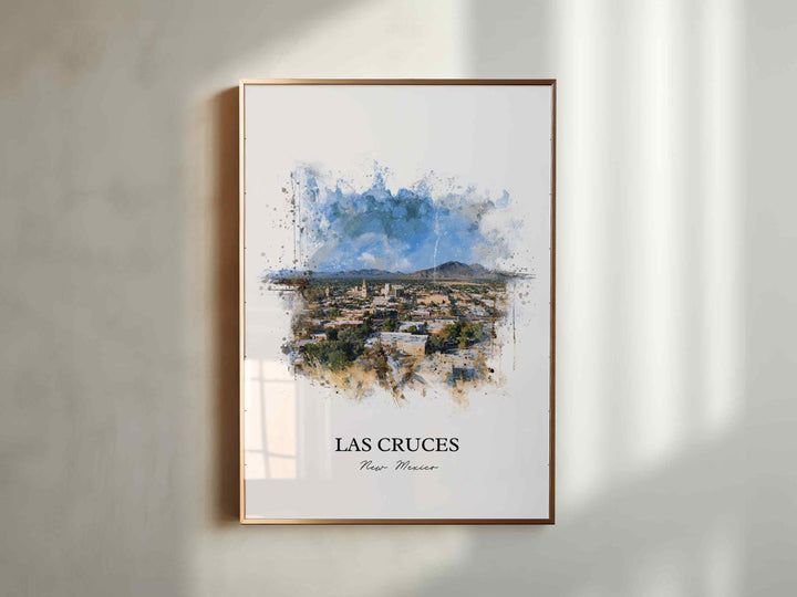 Las Cruces NM Wall Art, Las Cruces Print, New Mexico Watercolor Art, Chihuahuan Desert Gift, Travel Print, Travel Poster, Housewarming Gift
