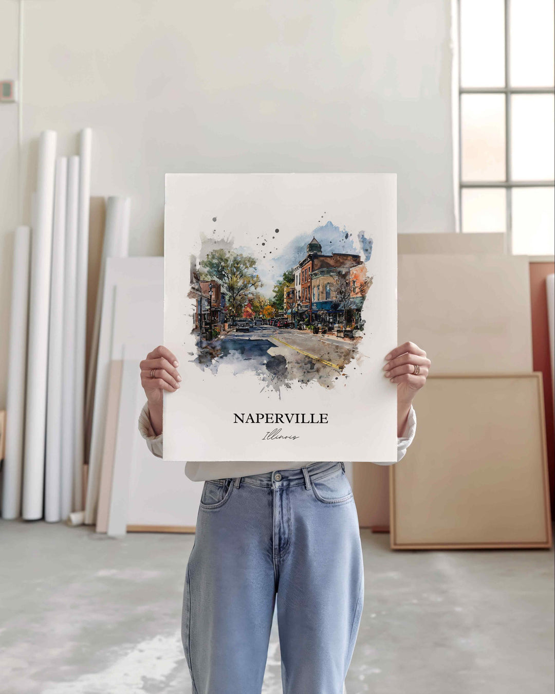 Naperville, Illinois – Watercolor Art Print