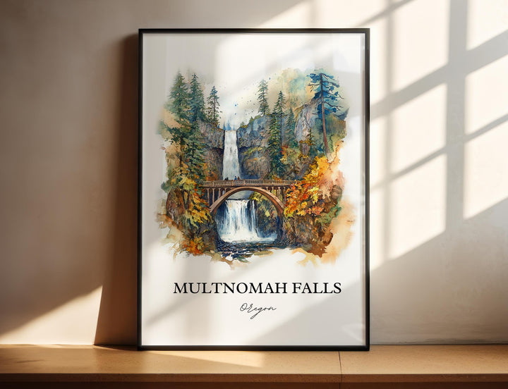 Multnomah Falls, USA – Watercolor Art Print