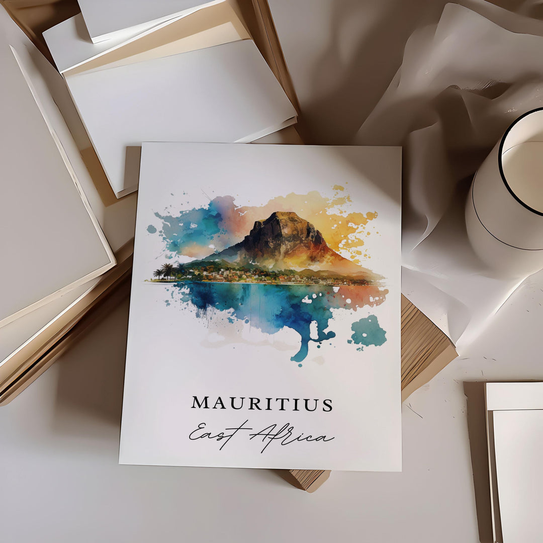 Mauritius wall art - East Africa, Mauritius poster, Mauritius Wedding gift, Eastern Africa present, Custom Text, Personalized Gift
