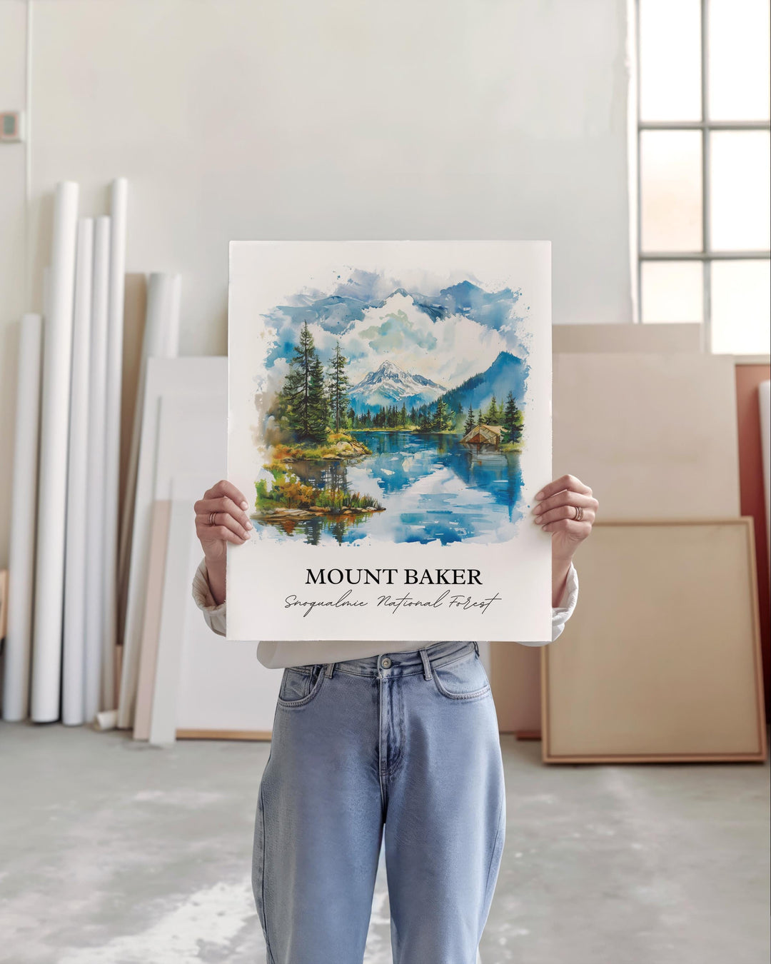 Mount Baker WA Wall Art, Snoqualmie Forest Print, Washington St Watercolor, Mount Baker Gift, Travel Print, Travel Poster, Housewarming Gift