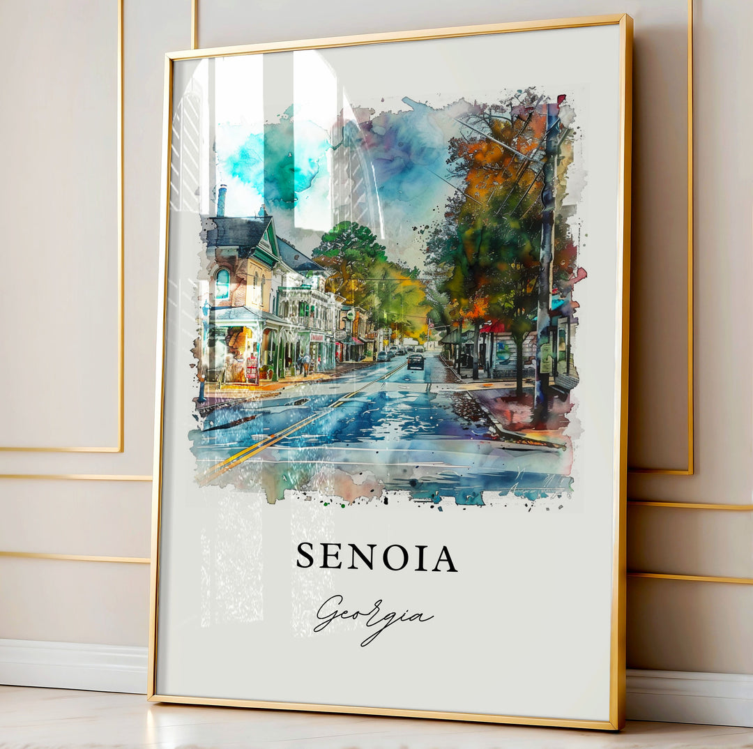 Senoia Georgia Wall Art, Senoia Print, Senoia Watercolor Art, Coweta County GA Gift,