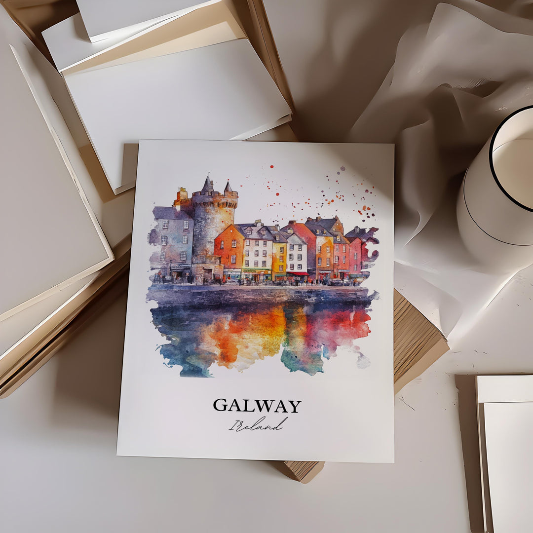 Galway Wall Art, Galway Ireland Print, Ireland Watercolor Art, Galway Ireland Gift, Travel Print, Travel Poster, Housewarming Gift