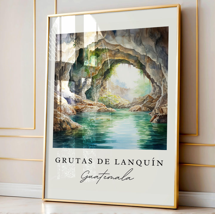 Grutas de Lanquín art - Guatemala, Grutas de Lanquín poster, Guatemala Wedding gift, Birthday present, Personalized Gift