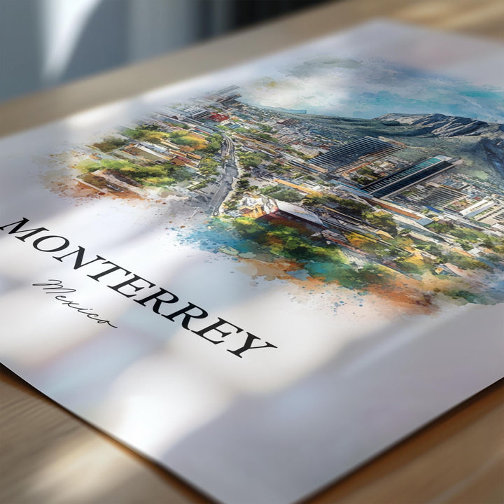 Monterrey Mexico Wall Art, Nuevo León Print, Mexico Watercolor Art, Monterrey MX Gift, Travel Print, Travel Poster, Housewarming Gift