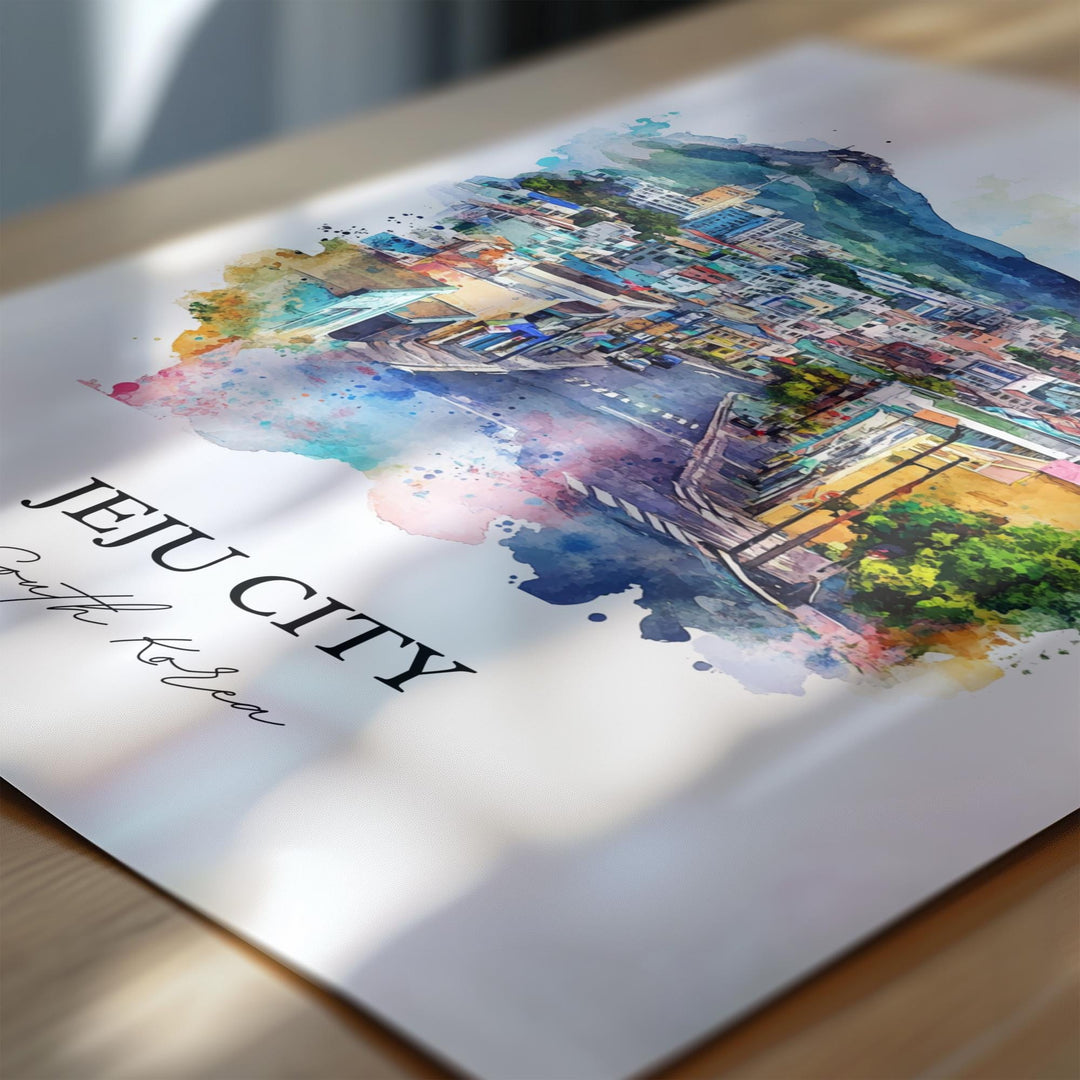 Jeju City, South Korea – Watercolor Art Print