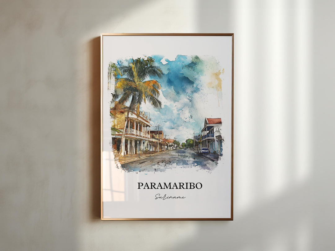 Paramaribo Wall Art, Suriname Print, Suriname Watercolor Art, Paramaribo Gift, Travel Print, Travel Poster, Housewarming Gift
