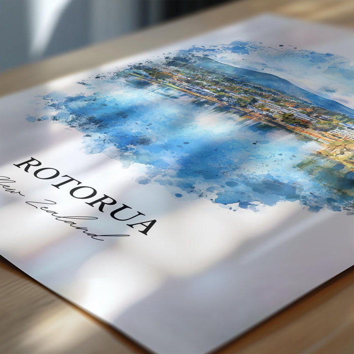 Rotorua, New Zealand – Watercolor Art Print