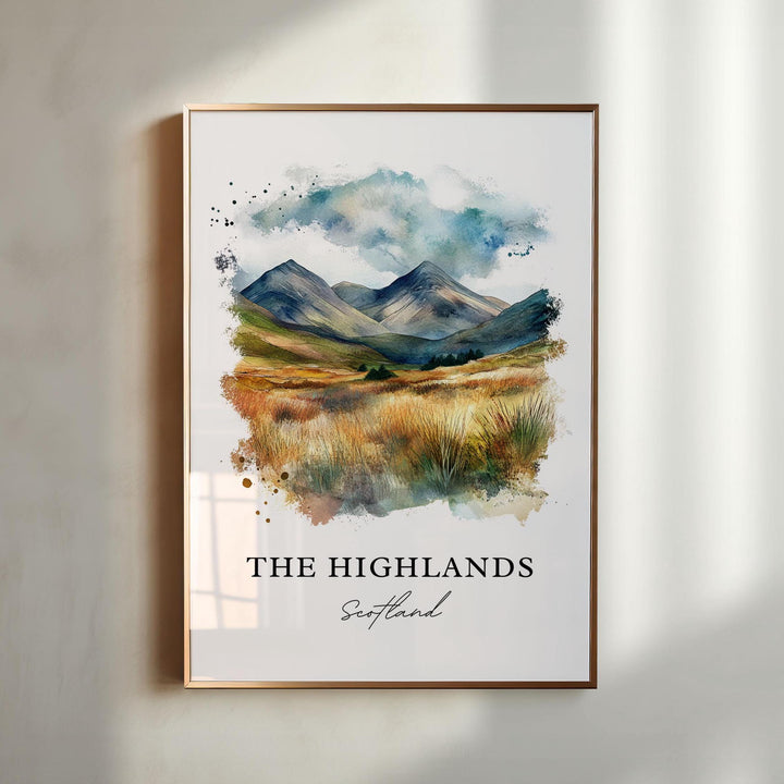 Scottish Highlands Wall Art, Scotland Travel Art | Scotland Home Décor Poster Gift | Digital Illustration Art