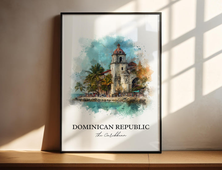 Dominican Republic Wall Art, Caribbean Print, DR Watercolor Art, Dominican Republic Gift, Travel Print, Travel Poster, Housewarming Gift