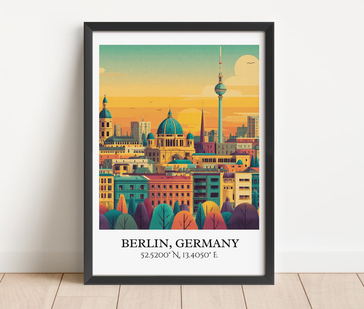 Berlin Art, Berlin Retro Travel Art, Berlin Home Decor, Berlin Germany Gift, Germany Travel Art, Travel Prints, Housewarming Gift