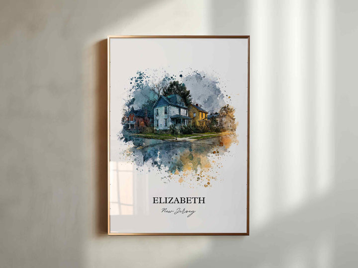 Elizabeth, New Jersey, NJ – Watercolor Art Print