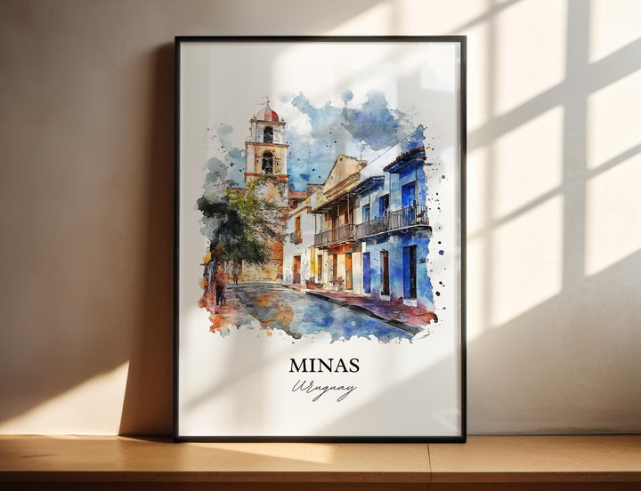 Minas Uruguay Wall Art, Lavalleja Print, Uruguay Watercolor Art, Minas Uruguay Gift, Travel Print, Travel Poster, Housewarming Gift