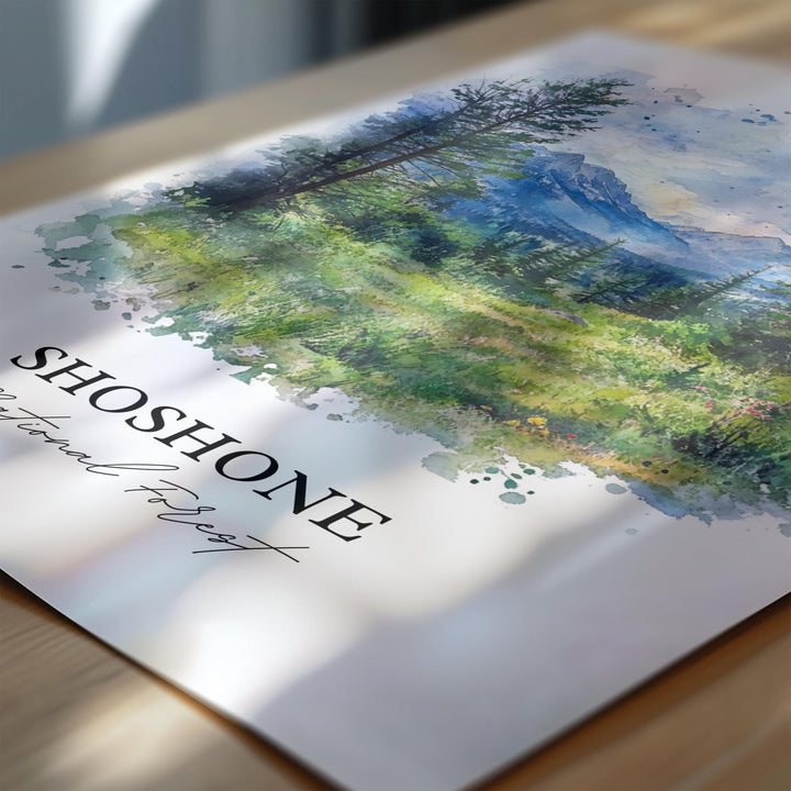 Shoshone National Forest Art, Cody Wyoming Print, Wyoming Watercolor Art, Shoshone WY Gift, Travel Print, Travel Poster, Housewarming Gift