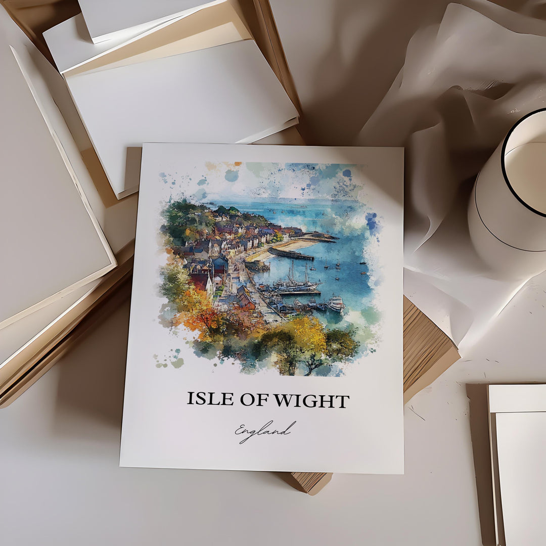 Isle of Wright Wall Art, Isle of Wright Print, England Watercolor Art, Isle of Wright Gift, Travel Print, Travel Poster, Housewarming Gift