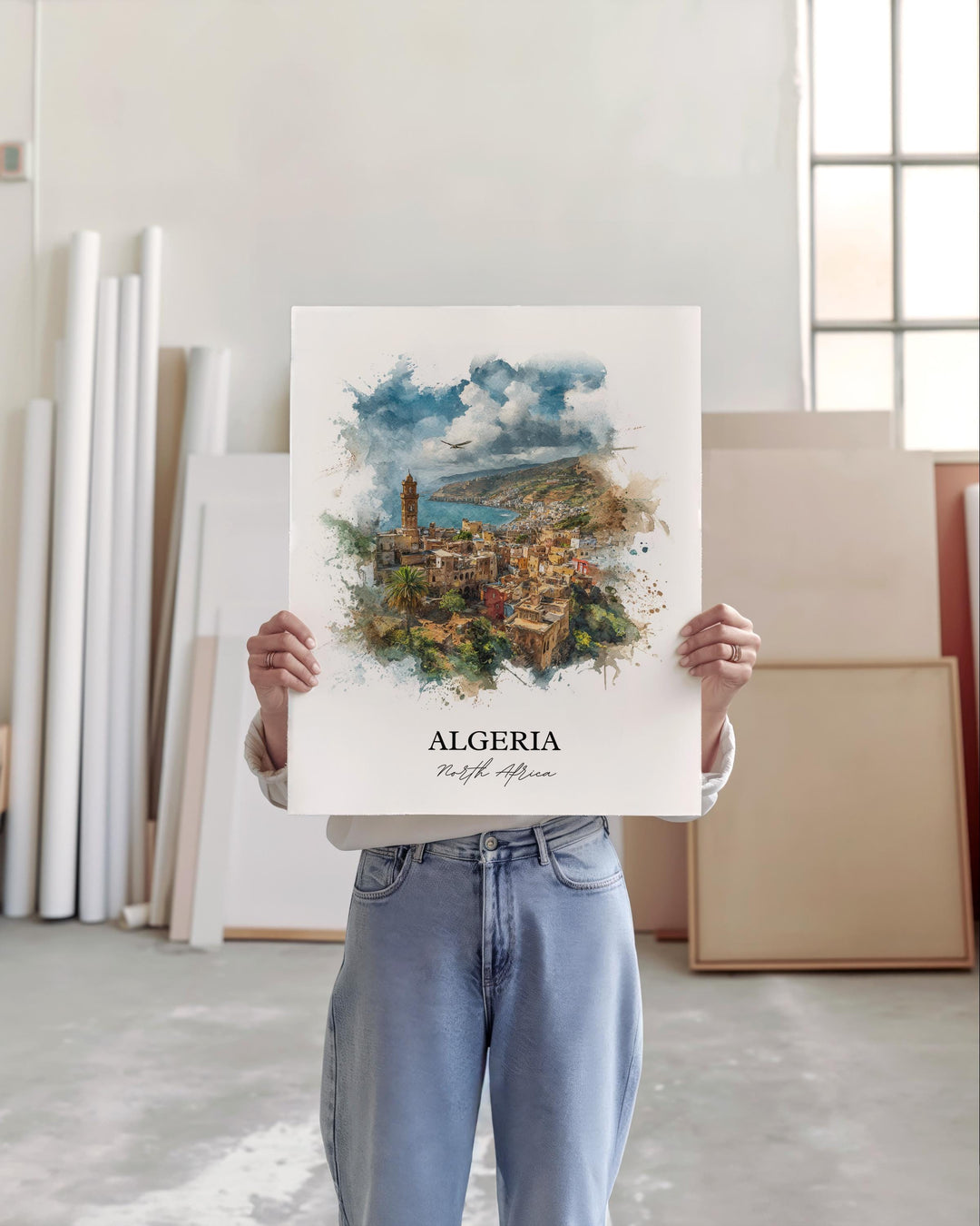 Algeria Wall Art, Algeria Print, Algeria Watercolor Art, Algeria Gift, Algeria Travel Print, Travel Poster, Housewarming Gift