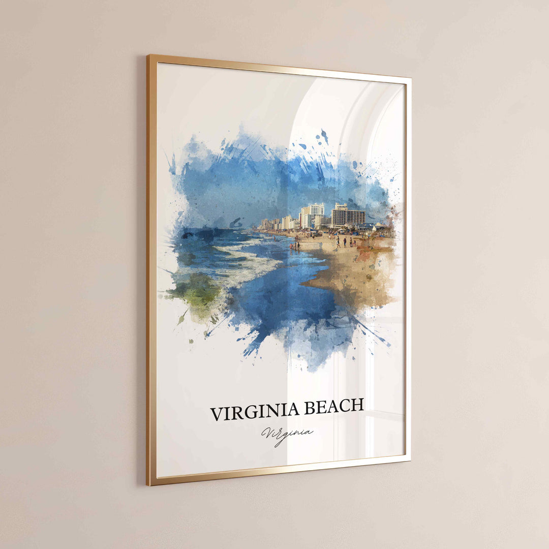 Virginia Beach, Virginia, USA– Watercolor Art Print