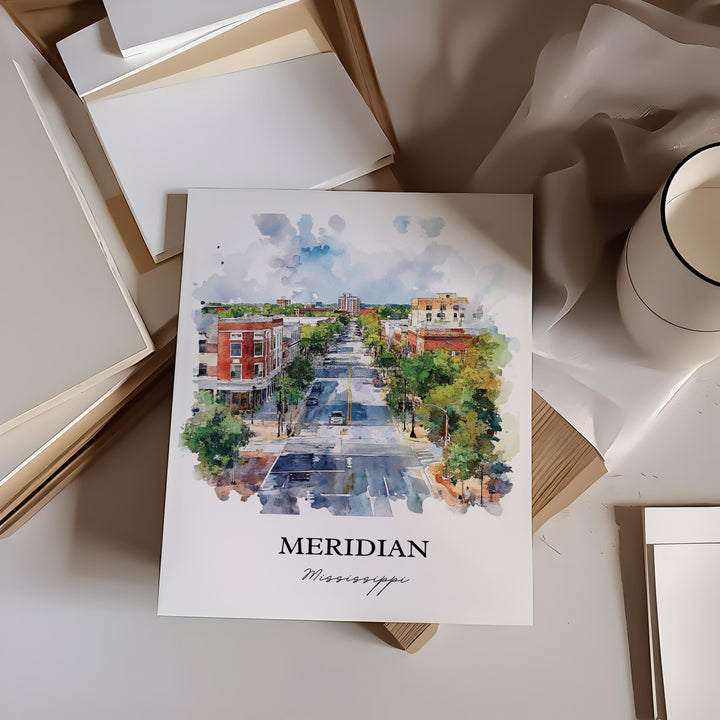 Meridian MS Art, Lauderdale County Print, Mississippi Artwork, Meridian Mississippi Gift, Travel Print, Travel Poster, Housewarming Gift