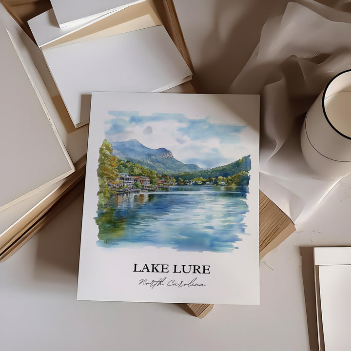 Lake Lure Wall Art, Rutherford County NC Print, North Carolina Artwork, Lake Lure NC Gift, Travel Print, Travel Poster, Housewarming Gift