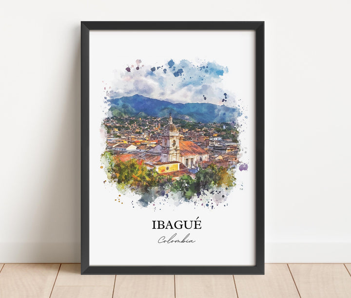 Ibagué Wall Art, Colombia Print, Colombia Watercolor Art, Ibagué Colombia Gift, Travel Print, Travel Poster, Housewarming Gift