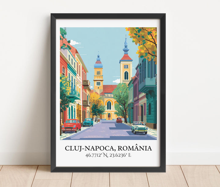 Cluj-Napoca Art, Romania Retro Travel Art, Romania Home Decor, Cluj-Napoca Gift, Romania Travel Art, Travel Prints, Housewarming Gift
