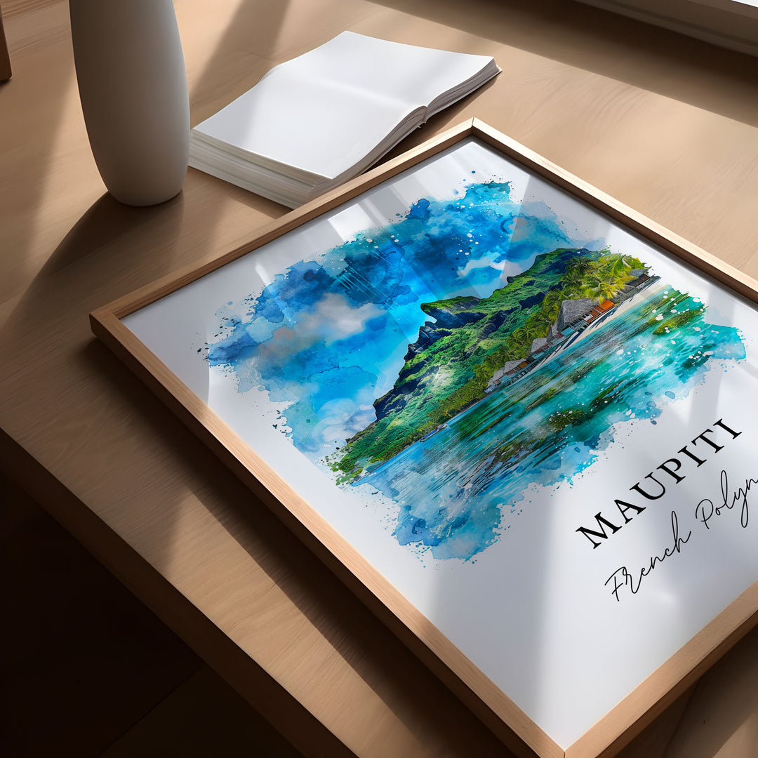 Maupiti Island Art, Maupiti Print, French Polynesia Watercolor Art, Maupiti FP Gift,