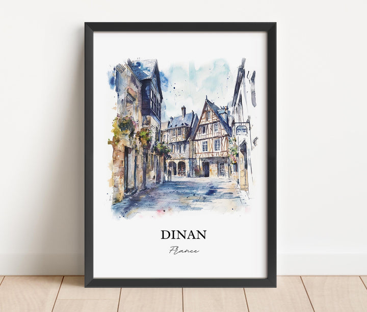 Dinan France Wall Art, Brittany France Print, France Watercolor Art, Dinan France Gift, Travel Print, Travel Poster, Housewarming Gift