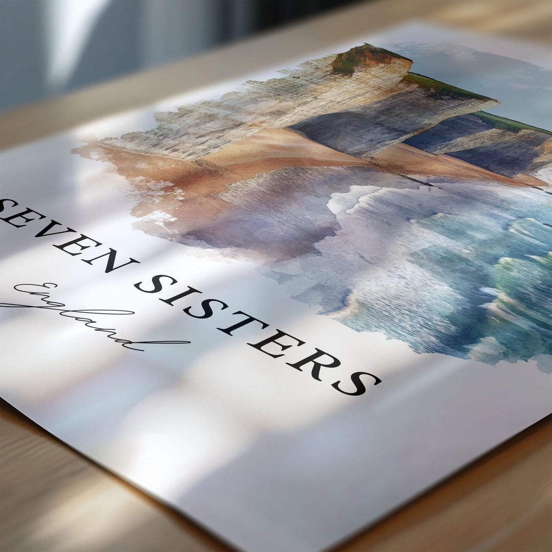 Seven Sisters Wall Art, East Sussex Print, Seven Sisters Cliffs Art, English Channel Gift, Travel Print, Travel Poster, Housewarming Gift