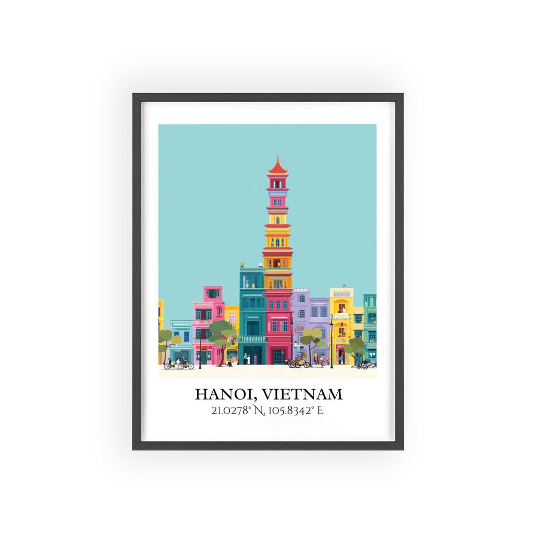 Hanoi Art, Hanoi Retro Travel Art, Hanoi Home Decor, Hanoi Vietnam Gift, Vietnam Travel Art, Travel Prints, Housewarming Gift