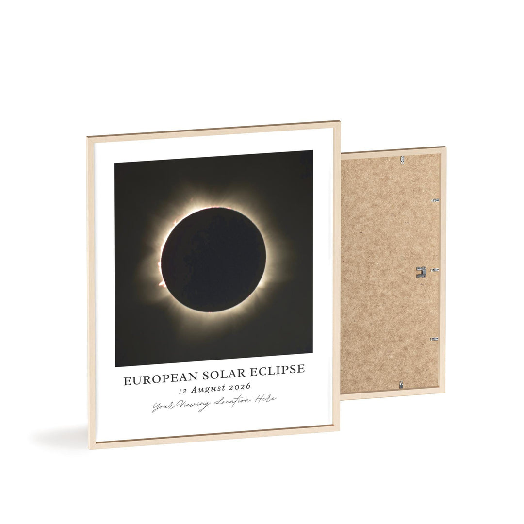 Solar Eclipse Wall Art, 2026 European Eclipse Poster Aug 12 Print, Custom Location