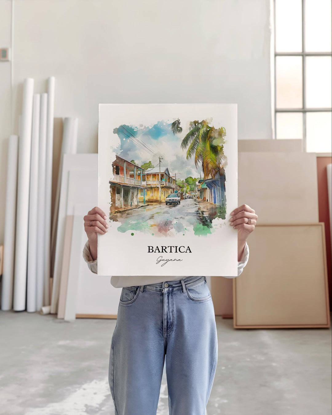 Bartica Wall Art, Bartica Guyana Print, Guyana Watercolor Art, Guyana Gift, Travel Print, Travel Poster, Housewarming Gift