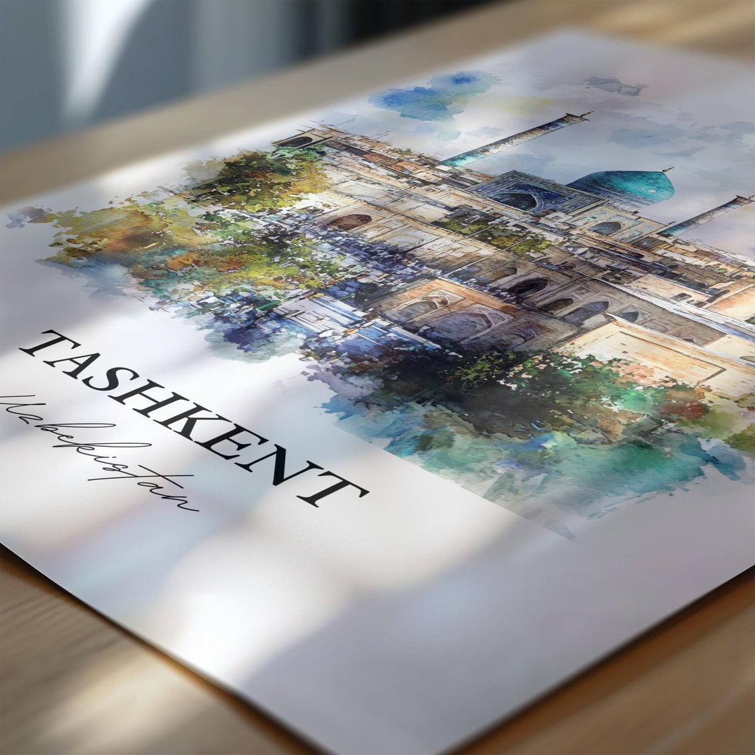 Tashkent Wall Art, Tashkent Skyline Print, Uzbekistan Watercolor Art, Tashkent Gift, Travel Print, Travel Poster, Housewarming Gift