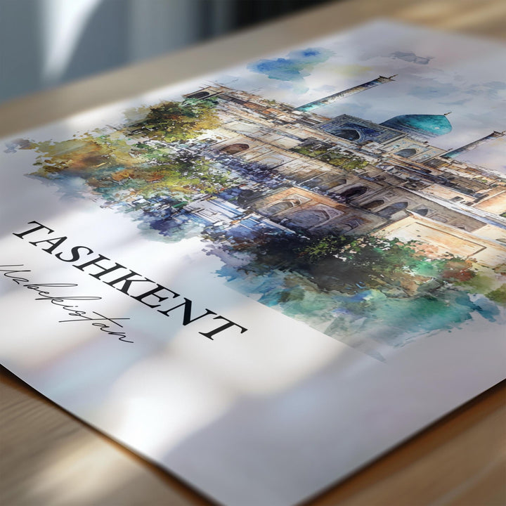 Tashkent Wall Art, Tashkent Skyline Print, Uzbekistan Watercolor Art, Tashkent Gift, Travel Print, Travel Poster, Housewarming Gift