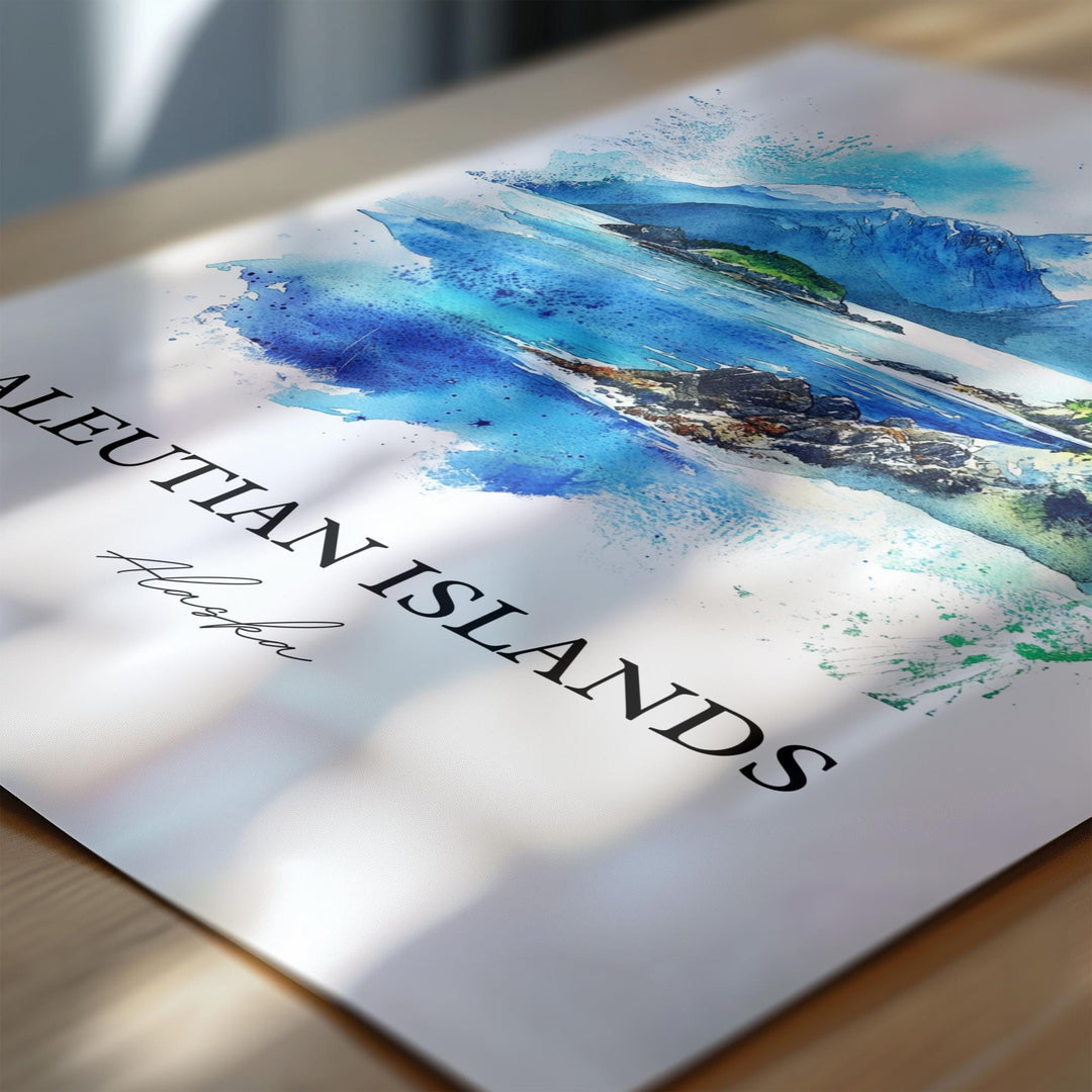 Aleutian Islands Wall Art, Alaska Print, Aleut Islands Watercolor Art, Aleutian Islands Gift, Travel Print, Travel Poster, Housewarming Gift