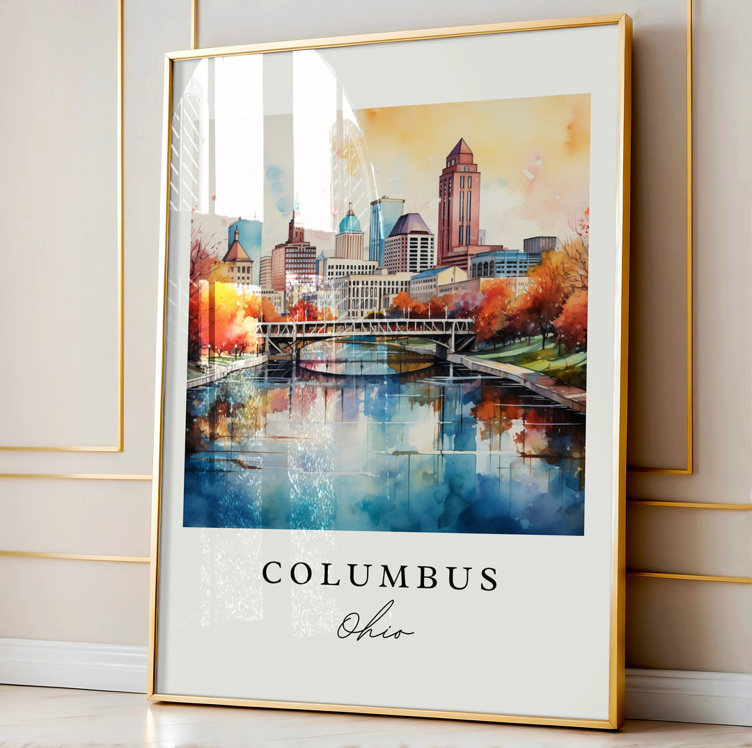 Columbus Ohio wall art - Ohio, Columbus poster, Columbus OH Wedding gift, Columbus Skyline Birthday present, Custom Text, Personalized Gift