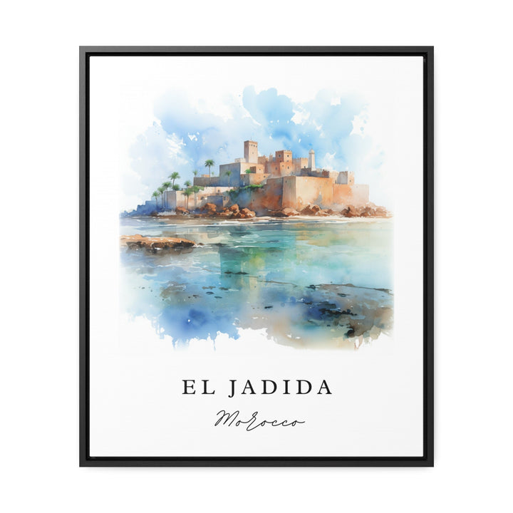 El Jadida traditional travel art - Morocco, El Jadida poster, Wedding gift, Birthday present, Custom Text, Personalized Gift