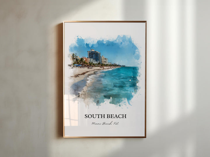 Miami Beach, Florida, USA – Watercolor Art Print