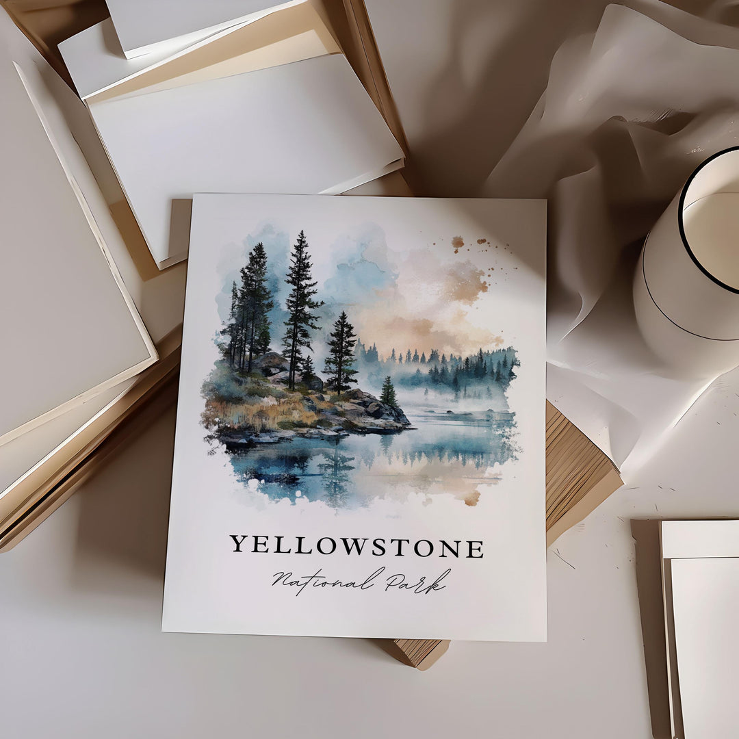 Yellowstone Art, Yellowstone Park Print, Yellowstone Watercolor Art, Yellowstone WY Gift,