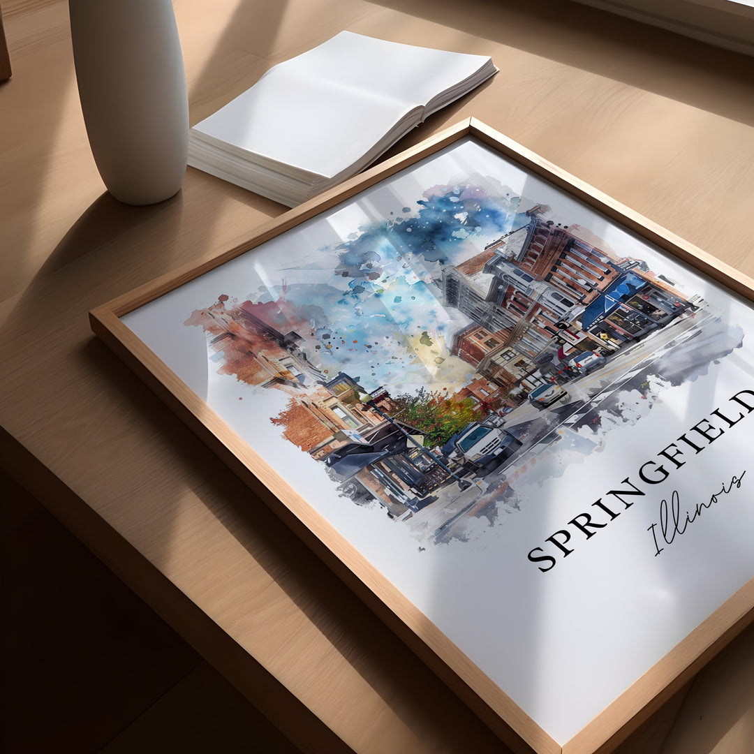 Springfield IL Wall Art - Illinois Print
