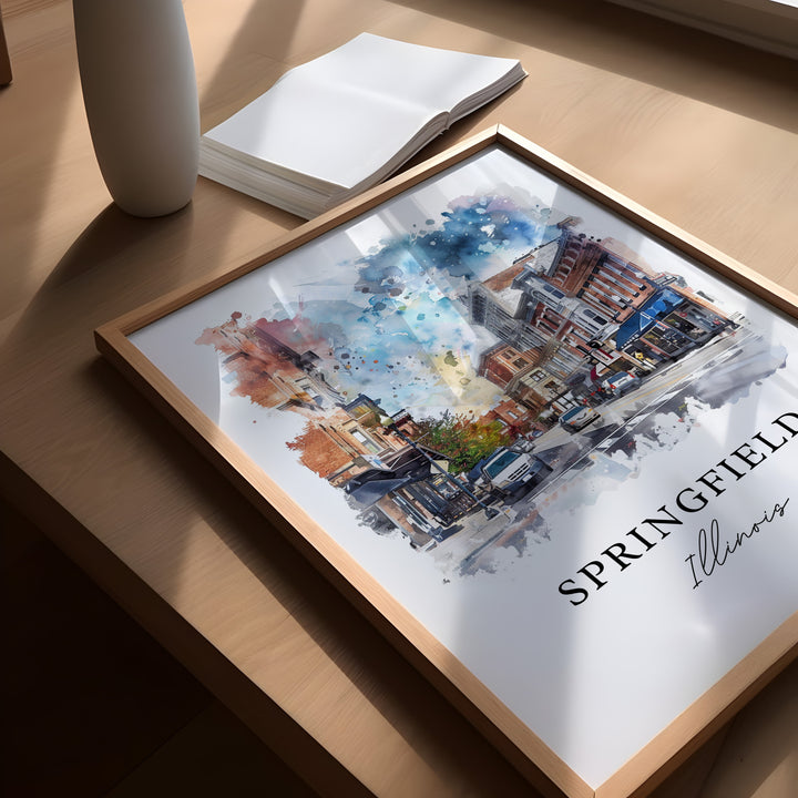 Springfield IL Wall Art - Illinois Print