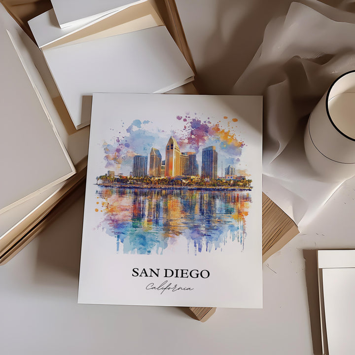 San Diego Wall Art, SoCal Print, California Watercolor Art, San Diego Gift, Travel Print, Travel Poster, Housewarming Gift